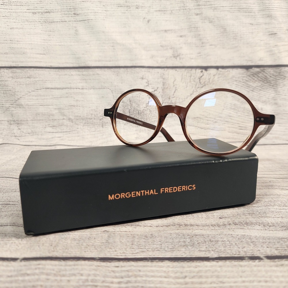 Morgenthal Frederics Dom Brown Round Eyeglasses 41-20-255 (frames only)
